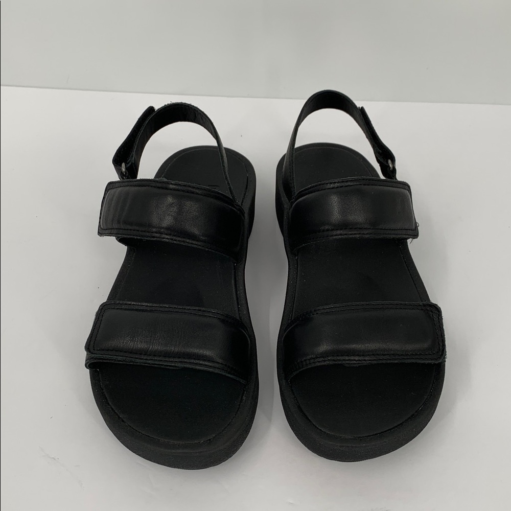 Abeo Peyton comfort wedge sandal black leather wedge double strap back new 7 - Picture 5 of 8